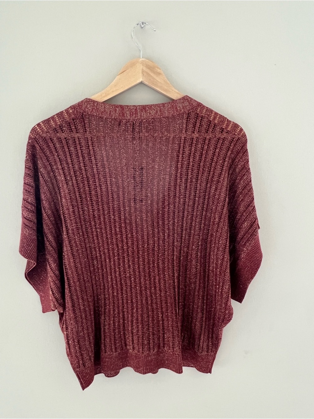 WHBM Kimono Sleeve Metallic Cardigan Sweater Shimmer Button Size M Office Work - Picture 9 of 13